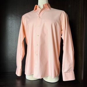 Eton Shirt Mens 17.5 44 Orange Contemporary Fit Dress Button‎ Front Long Sleeve